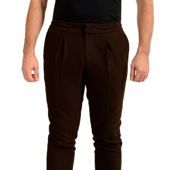 Hugo Boss Men's "Getlin251F3" Slim Fit Wool Dark Brown Pants US 32R IT 48